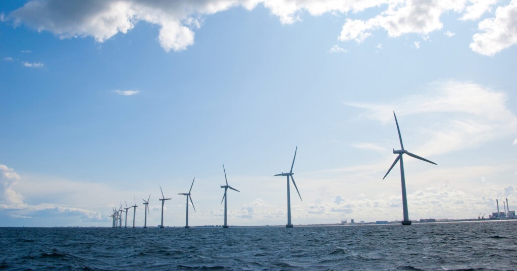 Photo of offshore wind turbines.