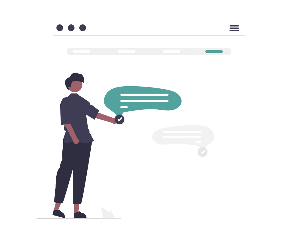  Illustration showing a person holding up a speech bubble
