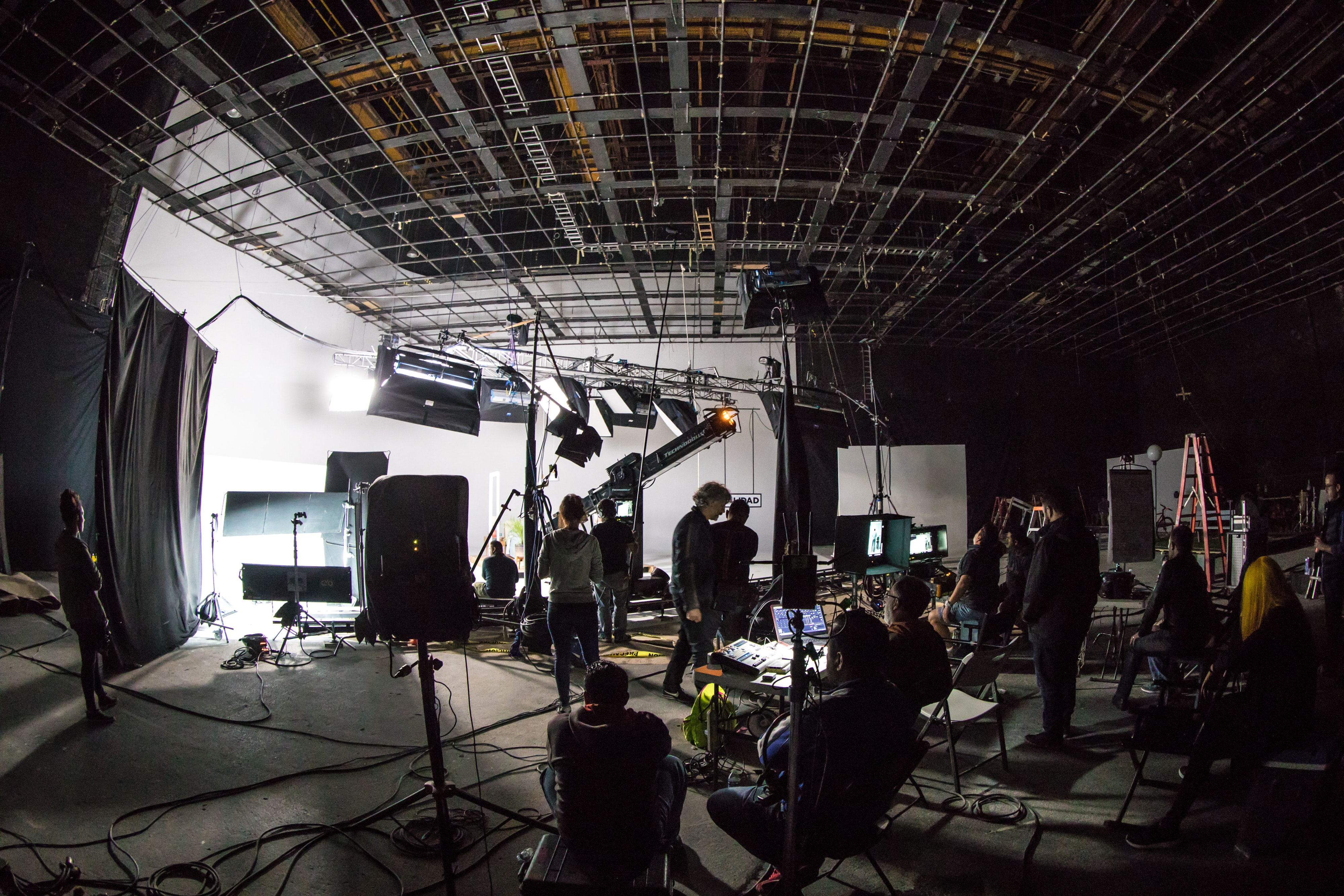 People inside a film studio.