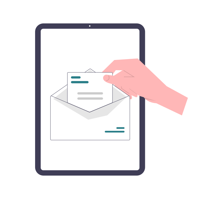 Illustration of a person placing a letter in an envelope to post