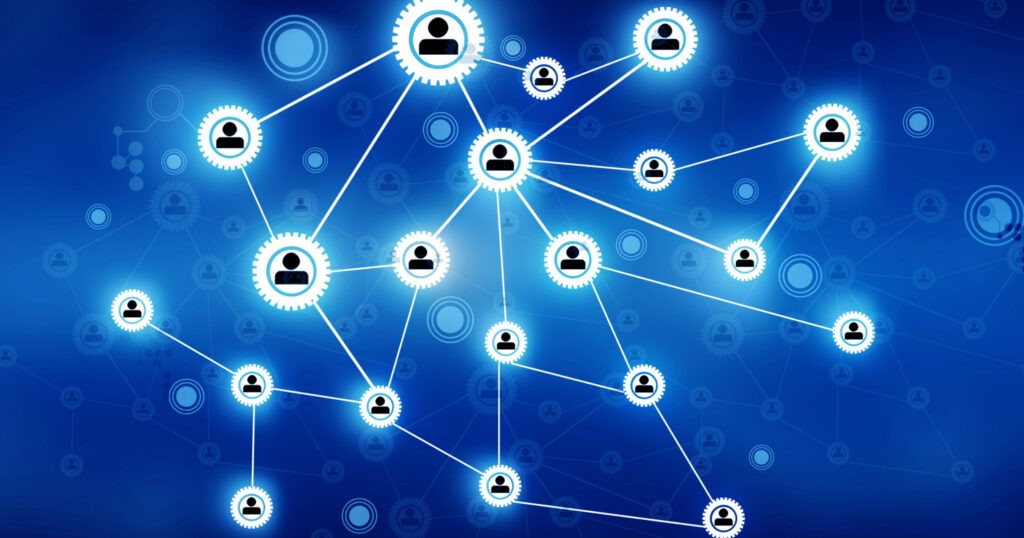 Graphic representing a network of connected stakeholders.