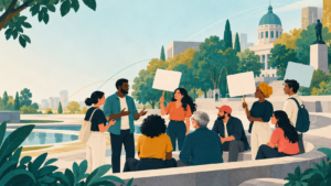 Illustration of people protesting
