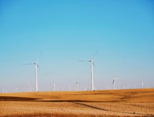 Wind farm in desert.