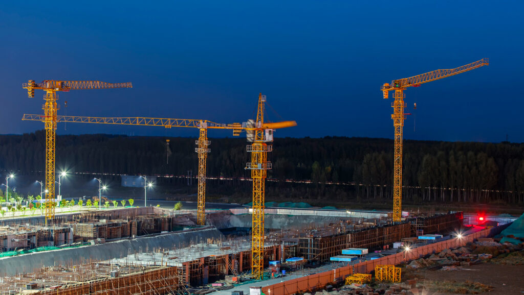 Cranes and building site to represent megaproject stakeholder engagement.