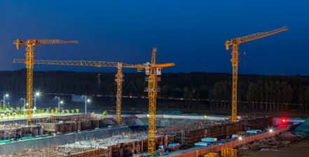 Cranes and building site to represent megaproject stakeholder engagement.